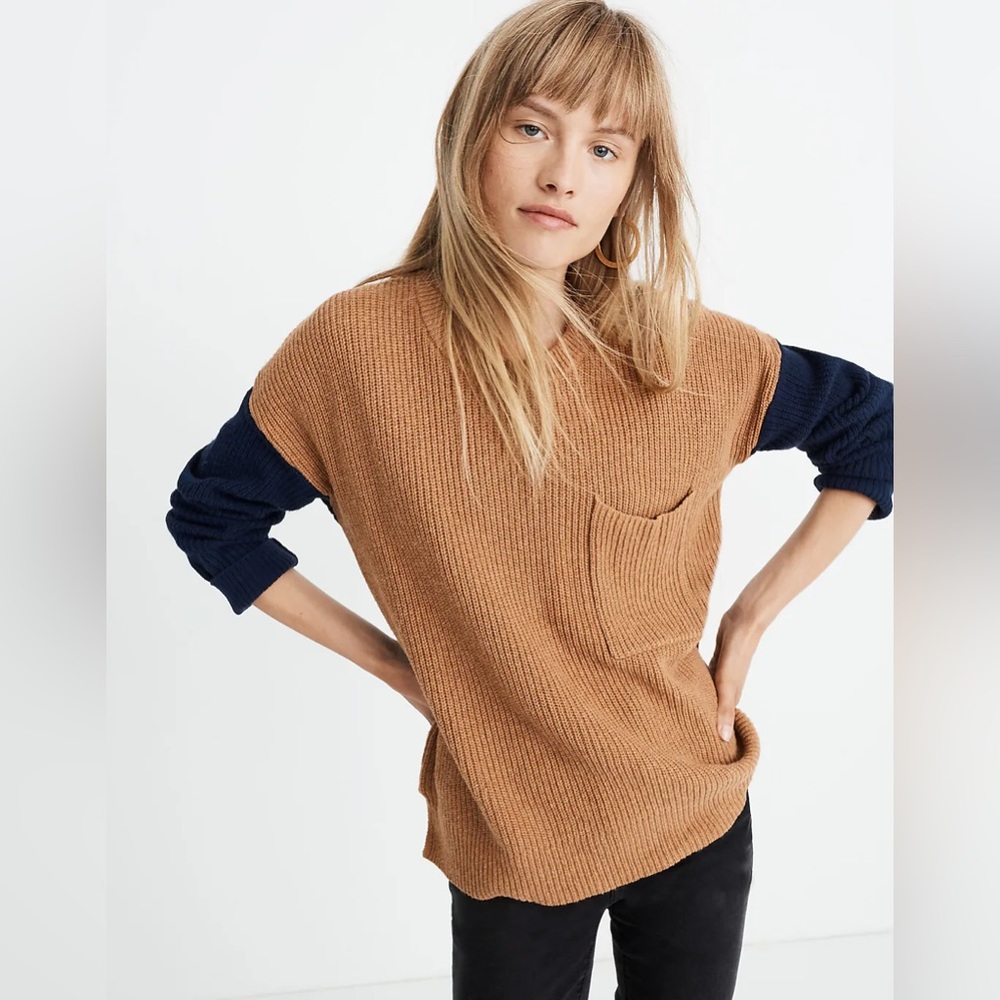 Madewell Tan and Navy Sweater
